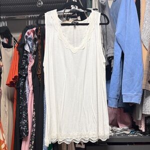Lane Bryant White Lace Trim Blouse